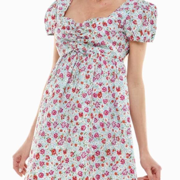 Planet Gold Womens Juniors 100% Cotton Mini Summer Floral Dress Size Medium - Picture 1 of 9